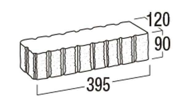 リブロックF-寸法図-8Wコーナー笠木