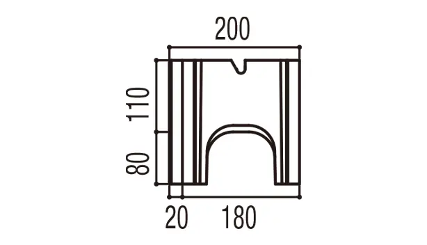 RECOM スクエア-寸法図-180基本形横筋側面形状