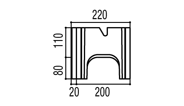 RECOM 2SP-寸法図-200基本形横筋側面形状