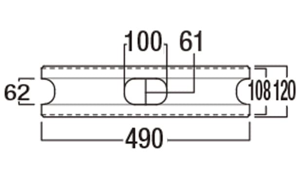 本みかげ500-寸法図-基本形横筋上部