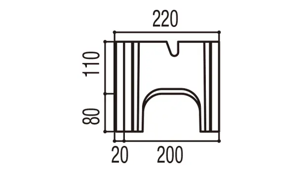 RECOM スクエア-寸法図-200基本形横筋側面形状