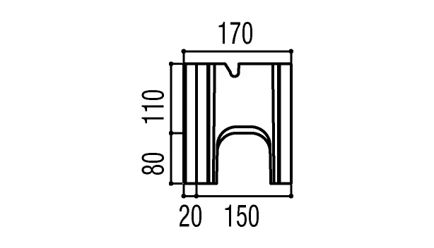 RECOM 2SP-寸法図-150基本形横筋側面形状
