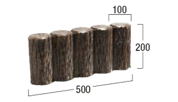 擬木-寸法図-両面5連縁石2号