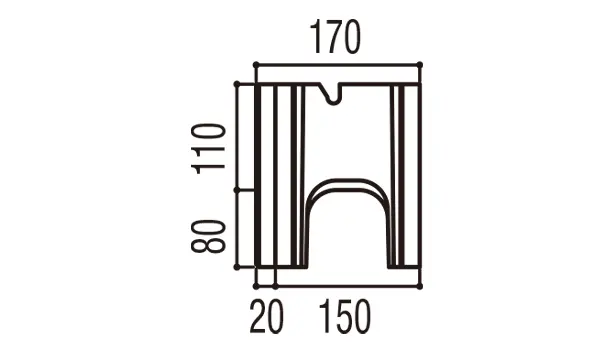 RECOM スクエア-寸法図-150基本形横筋側面形状