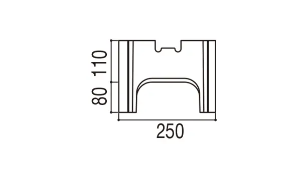 RECOM フラット-寸法図-250基本形横筋側面形状