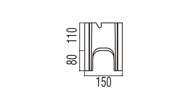RECOM フラット-寸法図-150基本形横筋側面形状