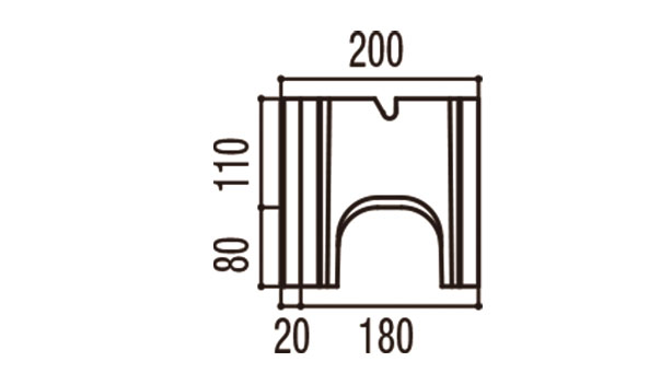 RECOM スクエア-寸法図-180基本形横筋側面形状