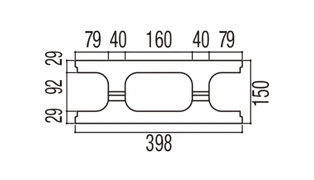 RECOM フラット-寸法図-150基本形横筋上部形状