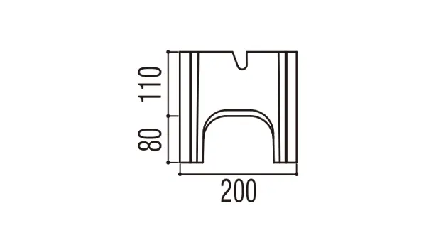 RECOM フラット-寸法図-200基本形横筋側面形状