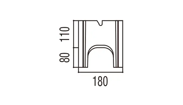 RECOM フラット-寸法図-180基本形横筋側面形状
