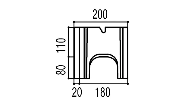 RECOM 2SP-寸法図-180基本形横筋側面形状