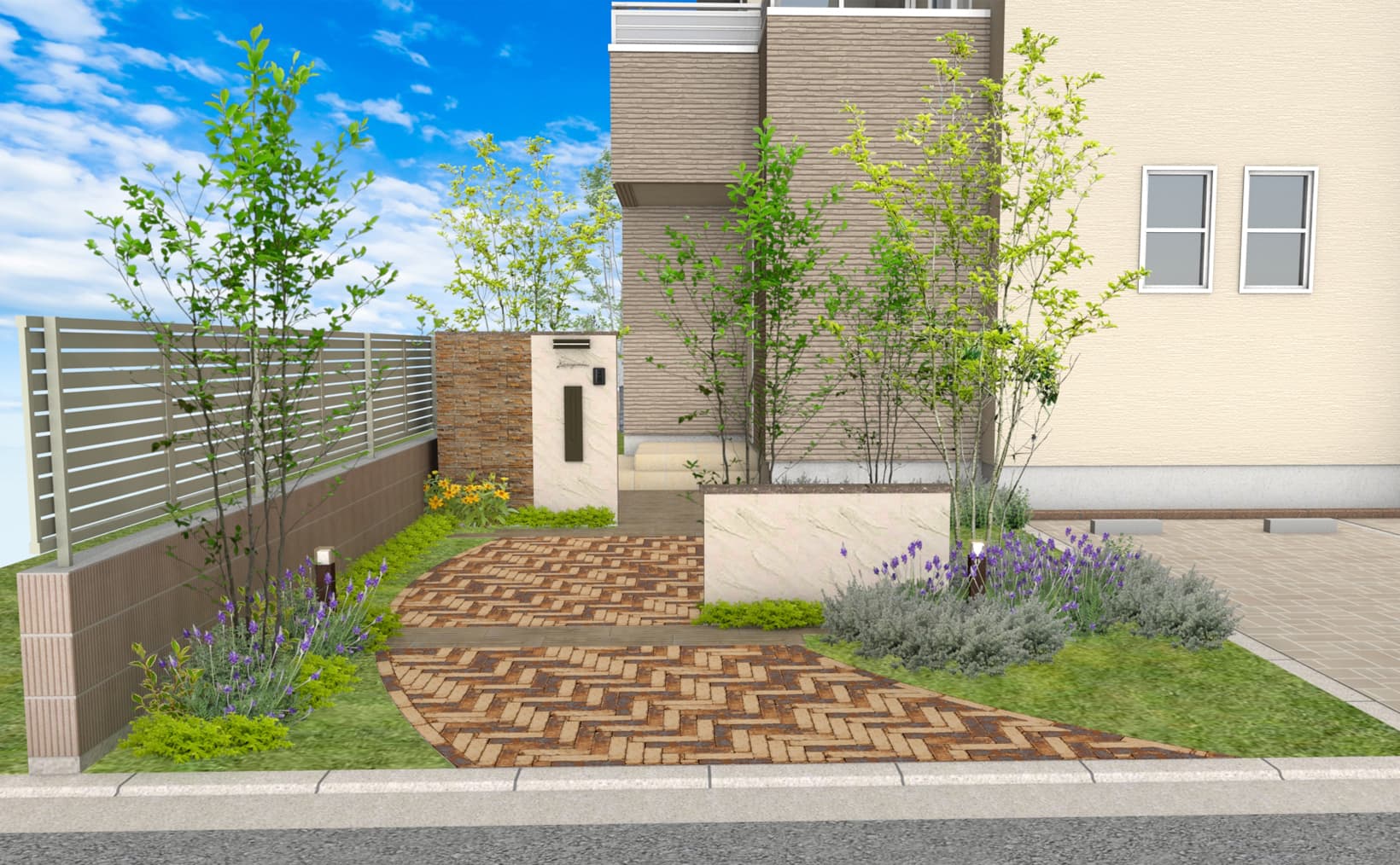 ナチュラルで緑豊かなアプローチ – エクステリア製品 SBIC エスビック