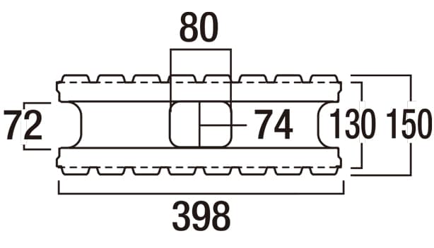 リブロック150-寸法図-基本形横筋上部