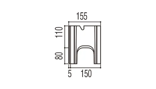 RECOM イージス-寸法図-150基本形横筋側面形状